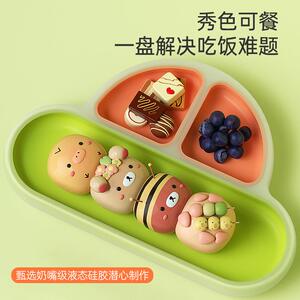 米莉马莉宝宝餐盘婴儿吸盘式儿童分格1-3岁餐具硅胶辅食保恒温碗