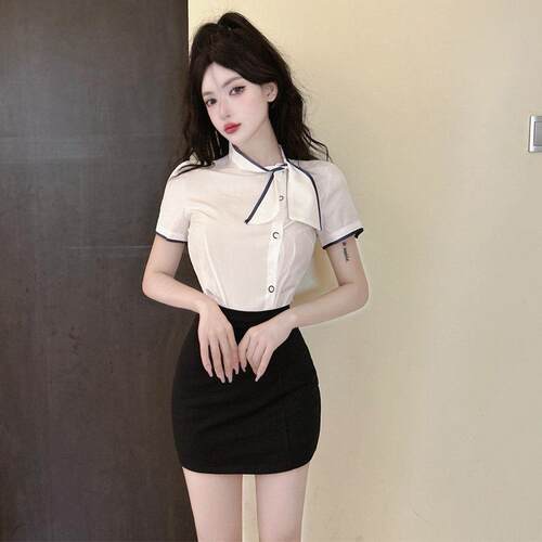足浴技师工作服职业装女套装白衬衫空姐制服酒店前台接待包臀裙