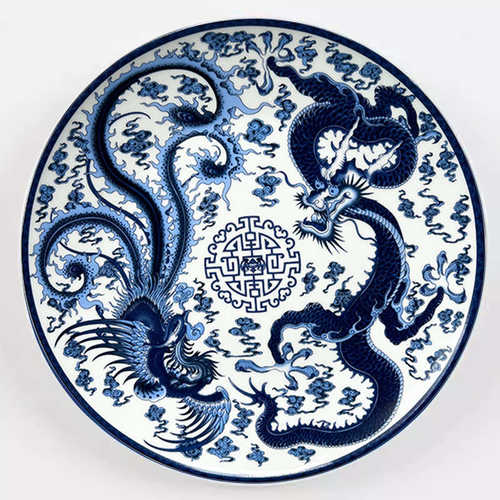 青花陶瓷挂盘背景墙面中式装饰盘子客厅餐厅酒店家居摆件壁饰挂件