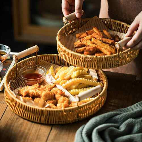 小吃炸物盘子小酥肉薯条盘小食拼盘水果盘小碟子餐具家用托 托盘