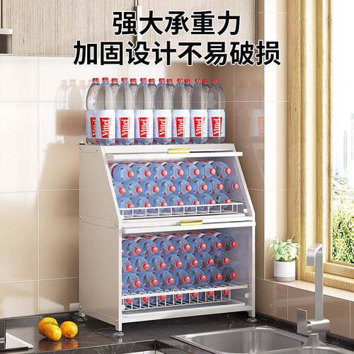 厨房物架台面碟架抽拉式多功MEQ能碗筷盘置子收纳碗水架沥架带门