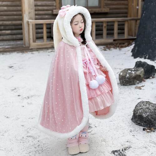 女童美乐蒂披风毛衣裙耶诞款年服2025秋冬罗莉塔宝宝拜年服公主裙
