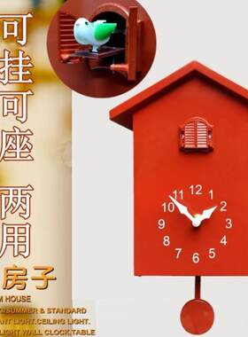 布谷鸟时钟点式钟卧室整懒虫复古咕咕欧挂表时起床10013566报静音