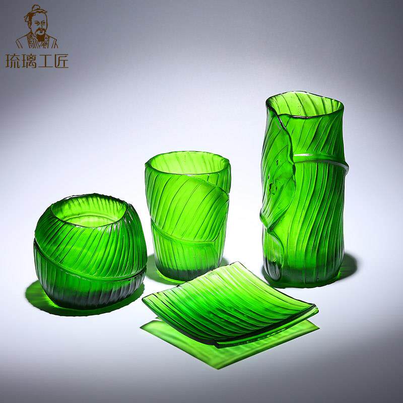高端琉璃艺术品芭蕉渣斗工具筒笔筒花瓶花器冷盘餐桌客厅装饰摆件