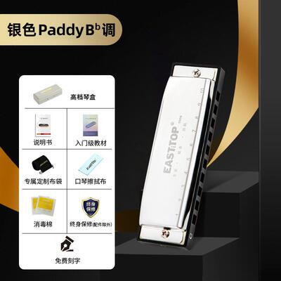 新款ESTTOP东A方T009十孔布鲁初学蓝鼎调斯口琴练习专业演奏paddy