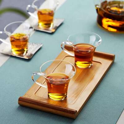 煮茶杯办公室迷你茶杯60ml耐热圆形玻璃茶具功夫品茗杯新羽手工