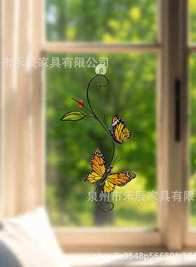 立体蝴蝶异形玻璃装饰摆件 创意家居工艺品 室内橱窗展示装饰