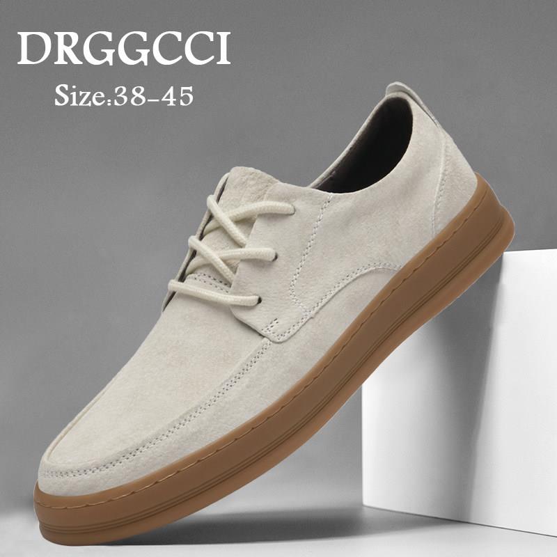 DRGGCCI低帮休闲皮鞋男真皮2026年春秋新款商务休闲百搭舒适软底