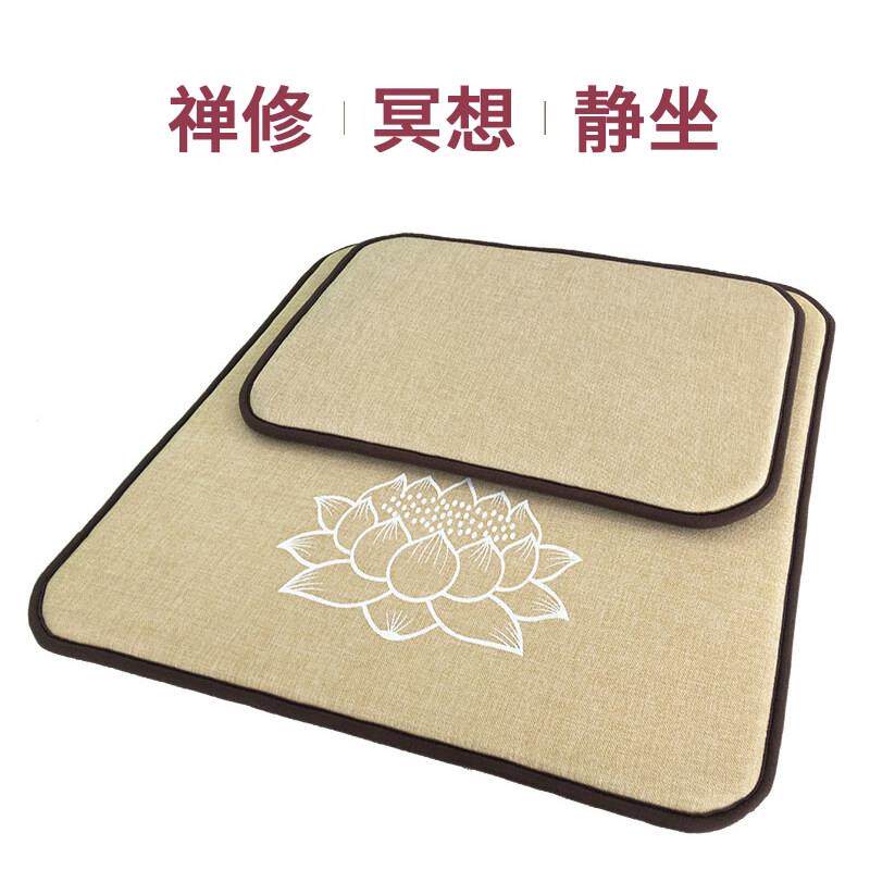 亚麻莲花打坐垫两件套上下垫 户外地板垫加厚坐垫 蒲团禅修垫