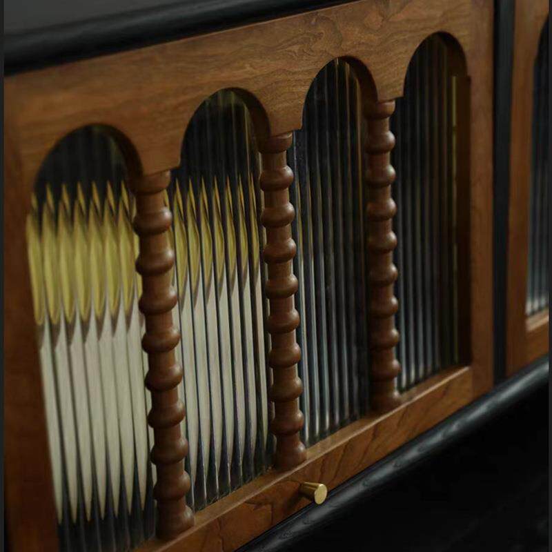 法式复古实木客厅家用中小户型茶桌子椭圆形茶几电视储物柜