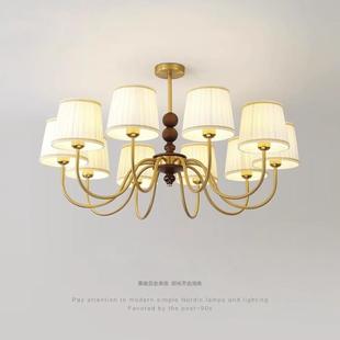 全光谱护眼客厅灯中古vintage实木南洋风主卧室灯具创意百褶吊灯