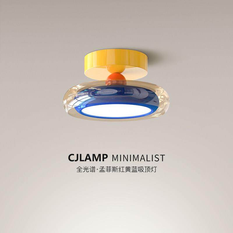 孟菲斯现代简约创意彩色走道灯玻璃吸顶灯全光谱护眼灯入户玄关灯