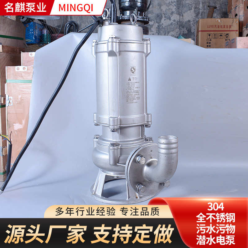 现货供应高扬程污水泵潜水排污泵 304全不锈钢污水污物潜水电泵