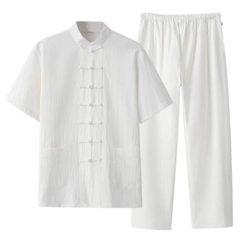 高档春秋棉麻复古国风练唐装男居女新式士汉服禅修功中太极服中山