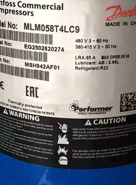 制冷压缩机冷库热泵MLM058T4LC9 空调MLM076T4LC9 HCM120T4LC6