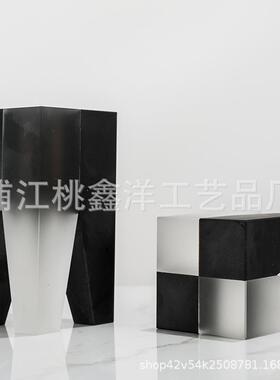 轻奢砂黑玄白凳水晶摆BJ-MSDD0件售饰楼部客厅民宿磨别墅酒关别墅