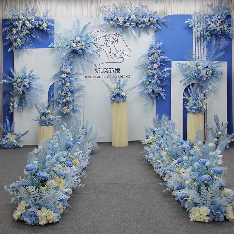 整套婚庆道具婚礼现场景布置地排花仿真绢花舞台背景装饰T台花艺