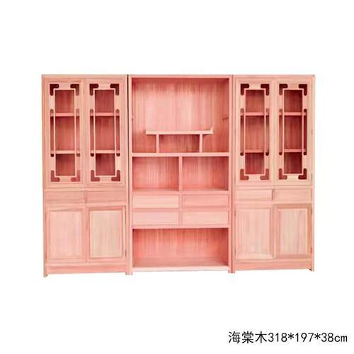 白茬实木书柜古典新中式博古架办公室家用置物架货架客厅多宝格