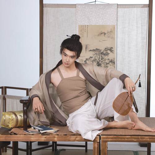 君陈【结庐】纯苎麻大放量复原款春夏男装汉服貉袖宋制对襟衫