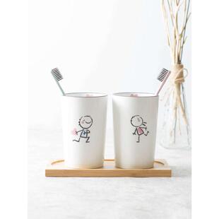 陶瓷洗漱口杯情侣牙刷杯套装 创意刷牙杯子简约家用一对可爱牙缸杯