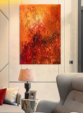 MHD手绘大厅客厅装饰画玄关入橙色沙发餐厅挂画厚肌理酒店会所画