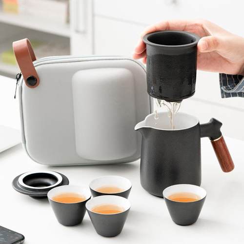 陶瓷快客杯一壶四杯便携式旅行茶具套装收纳包功夫茶具小套装礼品