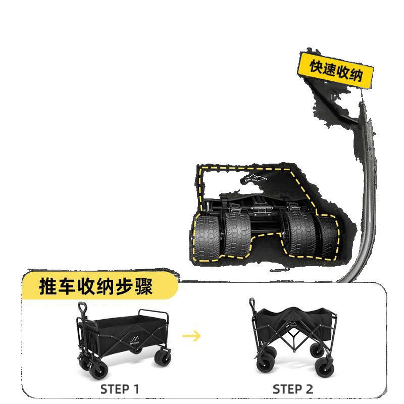 露营车大号户外可折叠营地推车儿童可躺摆摊野营小拖车野餐手推by