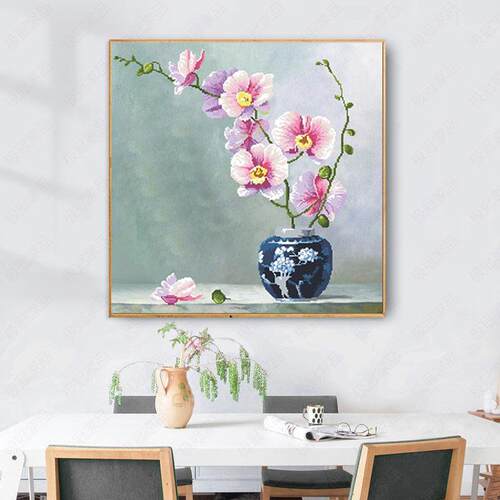 蝴蝶兰花瓶5D钻石画简约花卉客厅餐厅新款满贴钻十字绣小幅钻石绣