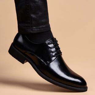 正品小皮鞋皮男商务正装韩潮英伦版流男士真休闲黑棕色软底内增高
