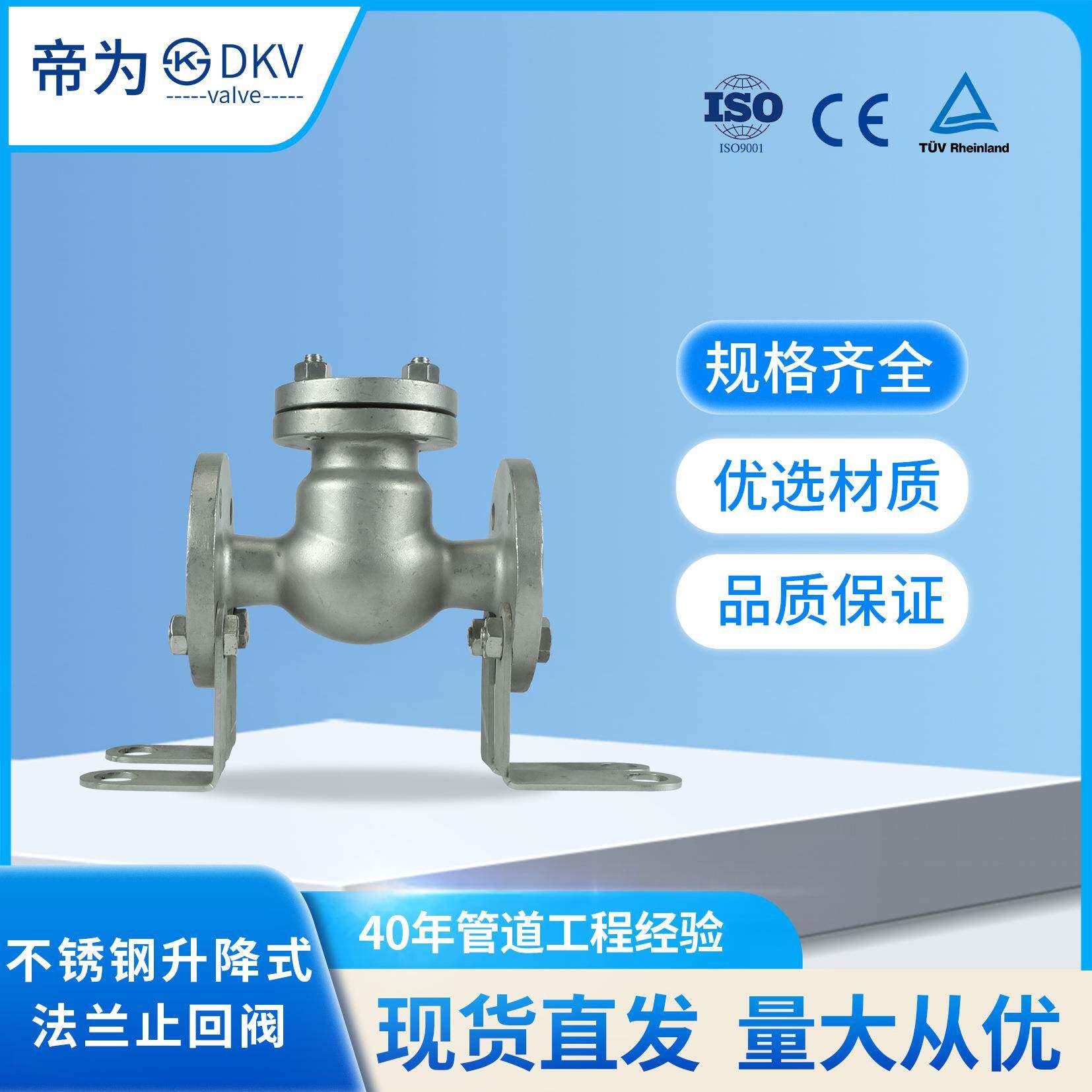 帝为DKV现货304不锈钢升降式法兰止回阀H41H/H44H旋启式止回阀
