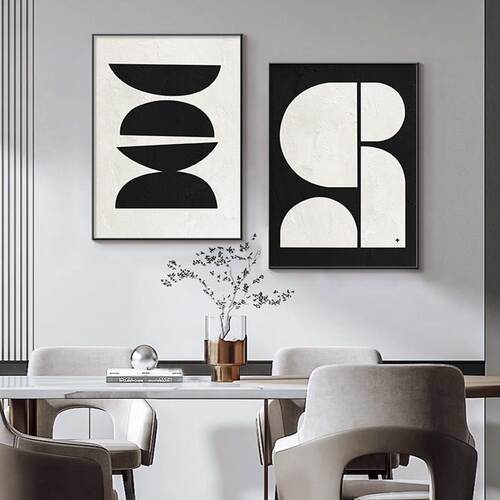 餐厅装饰画极简抽象高级感挂画餐桌壁画简约现代大气饭厅客厅组合
