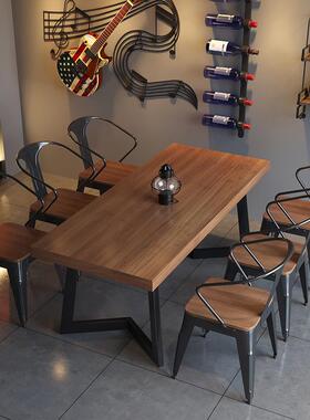 铁艺RZK实木餐桌椅业组工风酒吧小酒馆火店餐馆餐厅烧烤合店餐锅