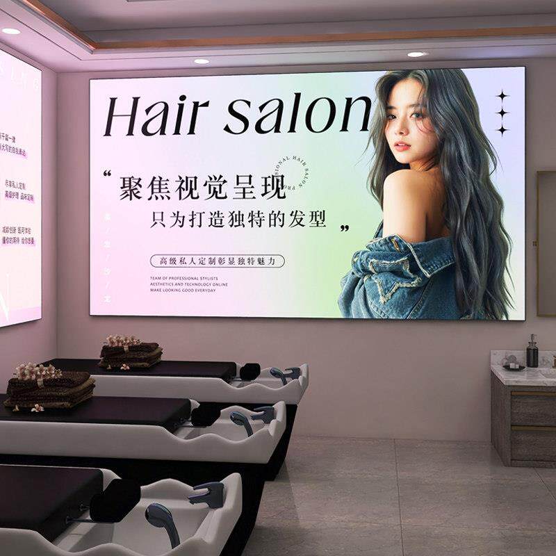 网红发走道灯箱广告牌定制美发店发廊门头招牌理髲店UV软膜海报设