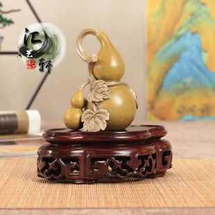 实木紫光檀椭圆中国风微型松柏盆景展示木托茶壶香炉瓷器葫芦摆件