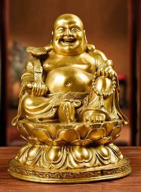 纯铜弥勒佛像家居客厅吉祥饰品汽车内饰如意大肚笑佛弥勒佛像饰品