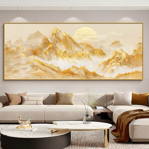日照金山沙发背景墙装饰画现代简约2025新客厅壁画办公室挂画