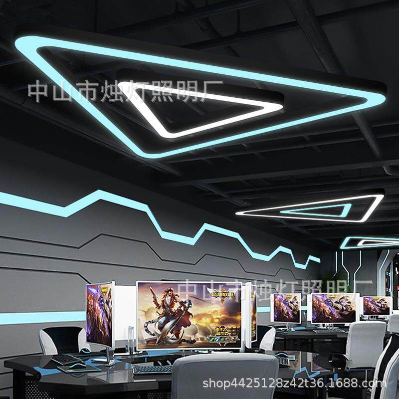 LED三角发廊灯创意个性店铺造形型灯健公CDP身房廊办装饰铁走艺吊