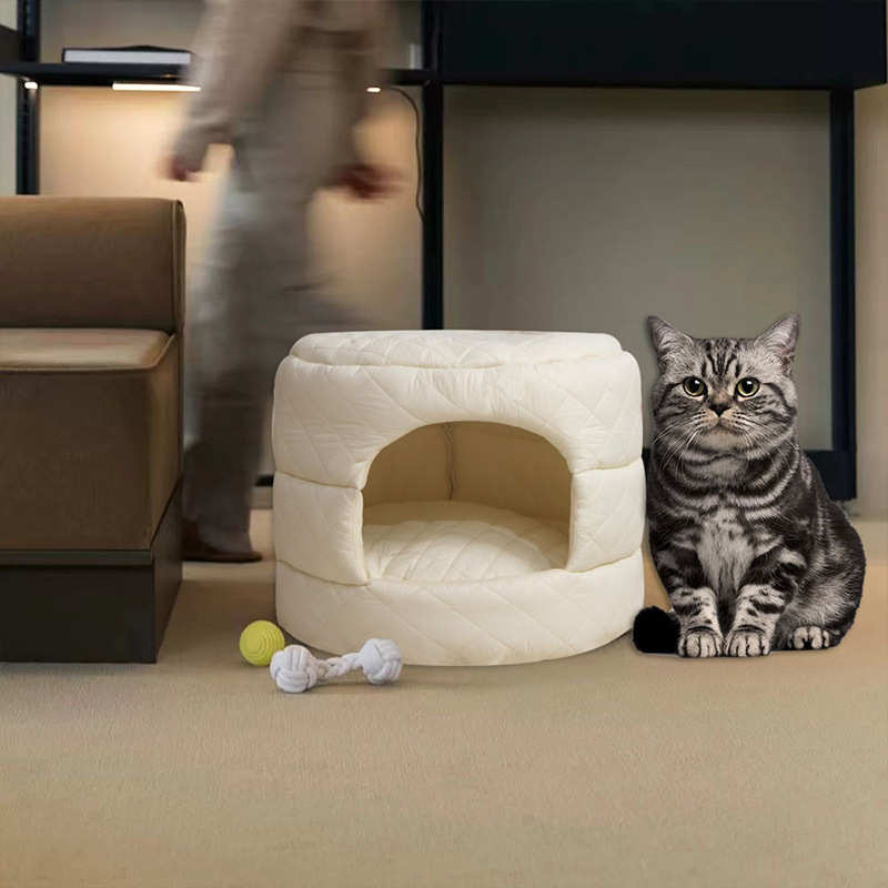 新款冬季简约猫窝开放式可折叠保暖宠物窝小香风猫咪舒睡房子