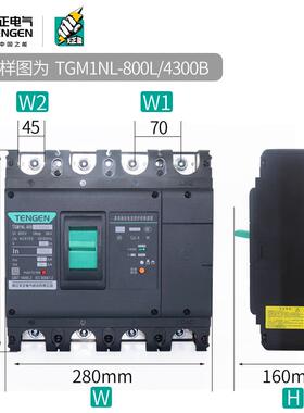 天正TGM1NL-800L/4300B 800A塑壳漏电保护器4P三相四线断路器漏保