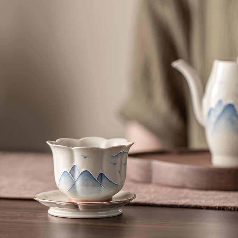 草木灰手绘山水功夫茶杯陶瓷主人杯套装家用釉下彩单杯,餐饮具,茶杯,淘宝优惠券,粉丝福利购,淘宝优惠卷