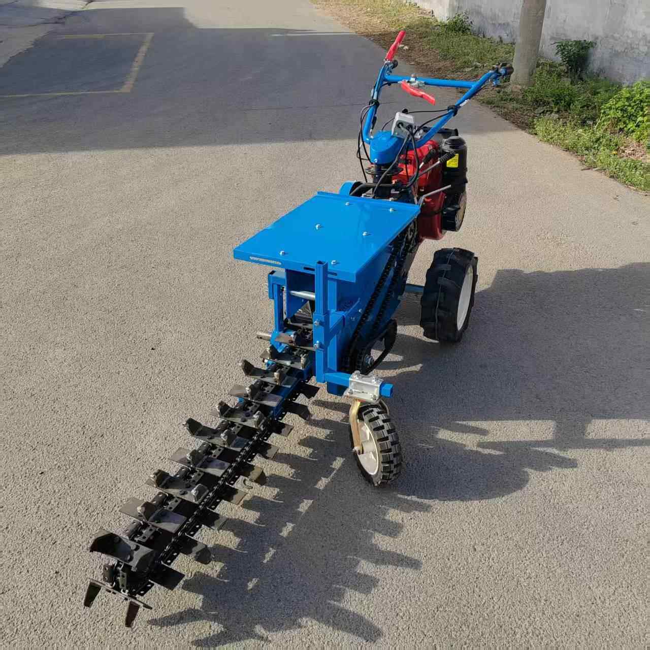 多功能链条式开沟机 管道电缆挖沟神器 195柴油风冷双链条开沟机