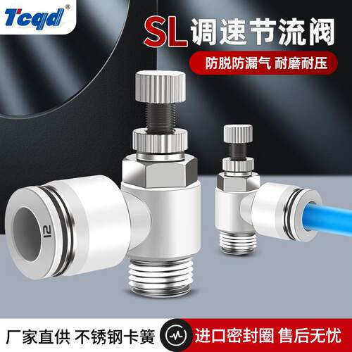 白色气动调节SL4-M5节流阀SL8-02插管接头SL6-01可调SL10/SL12-04