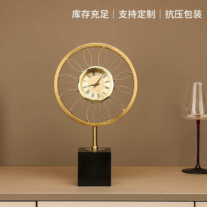 现代简约座钟客厅钟表摆件家用时尚机械时钟摆放创意个性家居台钟