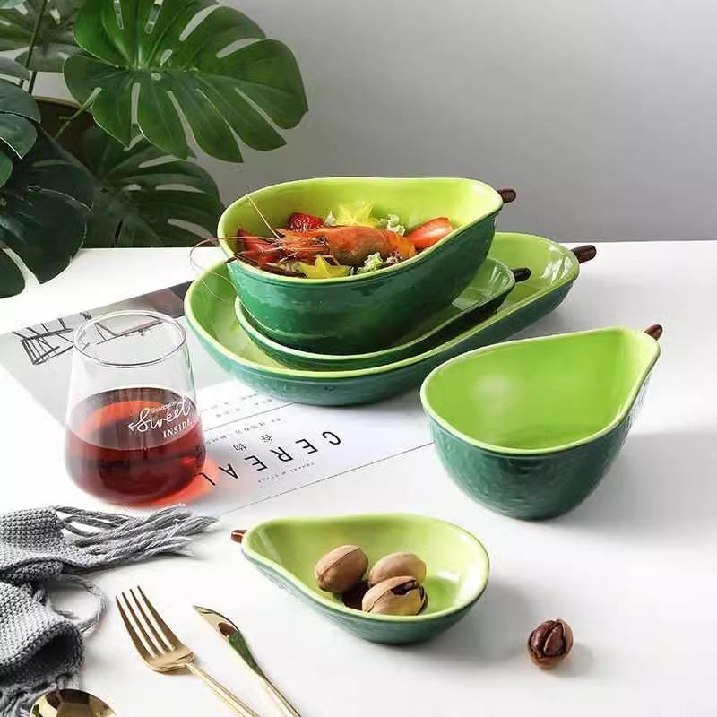 可爱牛油果造型碗盘陶瓷餐具创意碗个性水果沙拉碗水果盘早餐盘子
