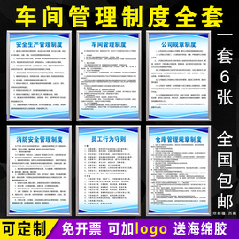 工厂车间安全生产管理制度牌仓库企业标语消防安监检查防火用电上墙操作规程员工行为守则标识警示牌框可定制