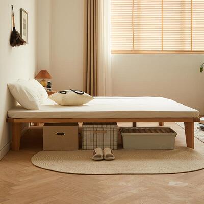 床架无床头实木床排骨架床架子橡木榻榻米床小户型不占空悬浮床&Z