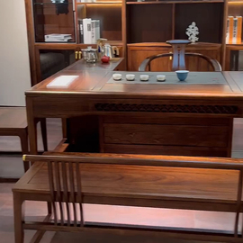乌金木实木茶桌椅组合新中式，禅意茶室喝茶桌大小户型简约家具定制