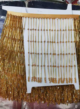 水晶年管长五节花边珠流苏上202515cm吊宽新款