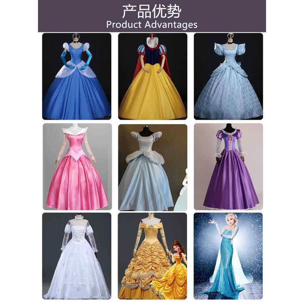 万圣节成人白雪长发灰姑娘公主冰雪奇缘艾莎裙子cosplay服装礼服