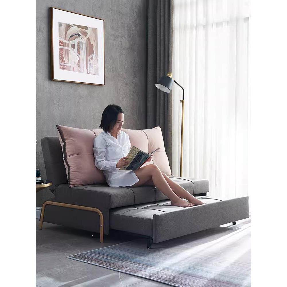 单人沙发床可折叠北欧小户型午休书房伸缩推拉两用沙发床1米宽